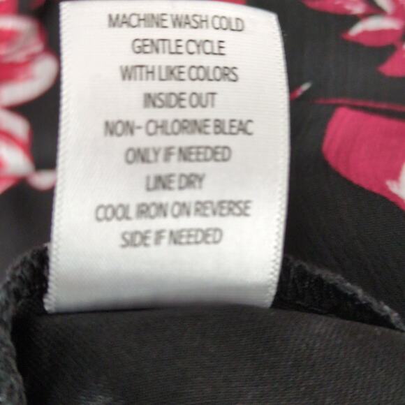 I.N. San Francisco Sz XL Black Red Floral Sheer Fairy Goth Babydoll Midi Dress - Picture 6 of 6